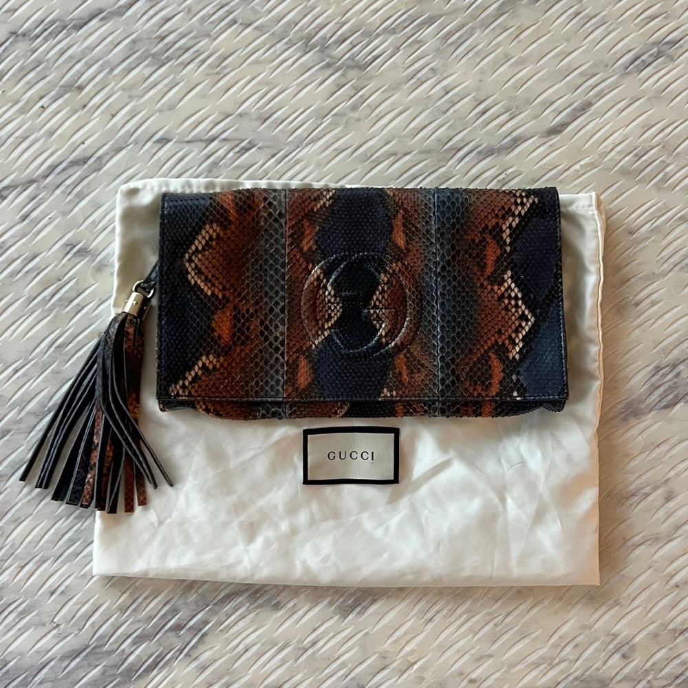 Gucci Python Sienna Clutch